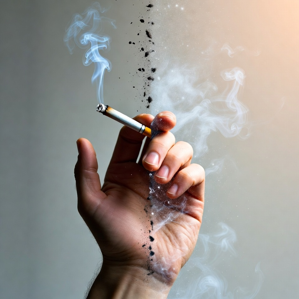 Sigaretta accesa con fumo