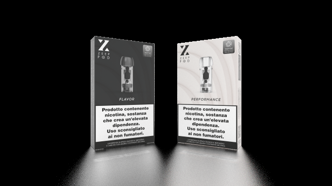 Differenza ohm resistenza sigaretta elettronica: due box dello starter kit, uno scuro e uno chiaro, con dispositivi di vaping.