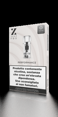 Pacco di resistenza per sigaretta elettronica Zeep pod, etichetta mostra avvertenze, design bianco e nero e grafica pulita.